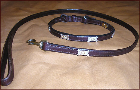 English Bridle Silver Bones Concho Lead and Collar Set - leadcollarset