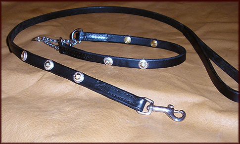English Bridle Martingale Silver Concho Lead and Collar Set - leadcollarset