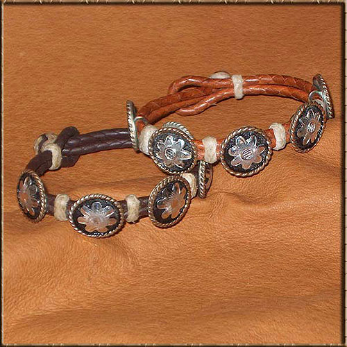 Silver 5 Concho Floral Design Bracelet - bracelets
