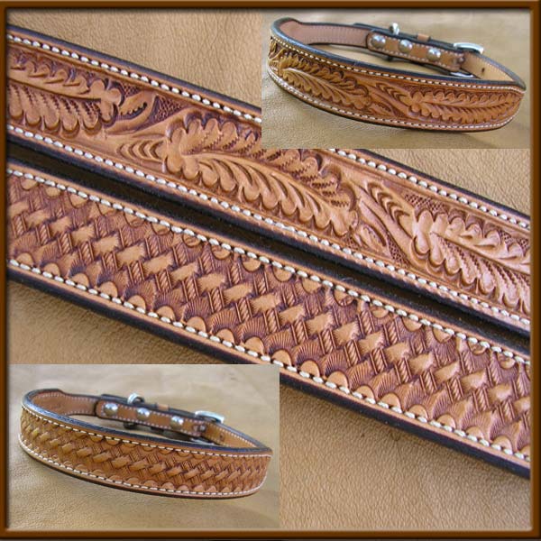 Hand Tooled Leather Collar - Handbeaded