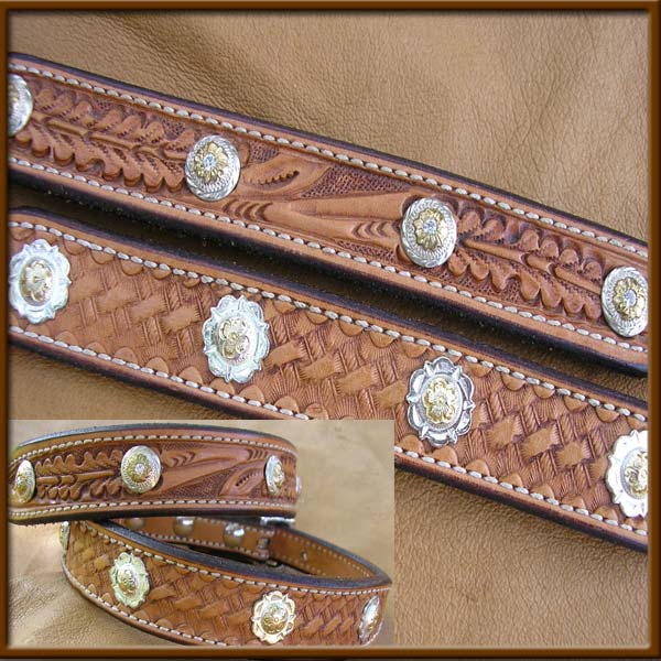 Hand Tooled Leather Collar - Handbeaded