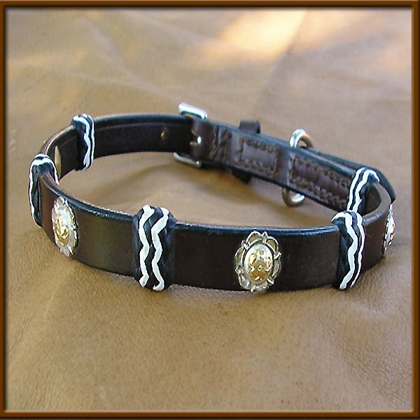English Bridle Leather Collar with Western Silver and Buttons - EBLsilver