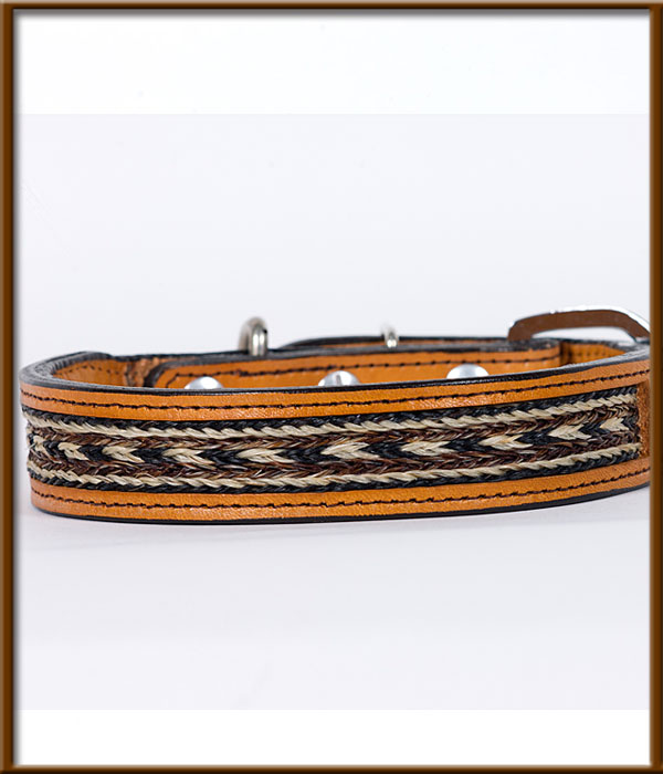 Tapered Collar with Natural Colored Braided Horse Hair Inlay - silverandcrystalbuckles