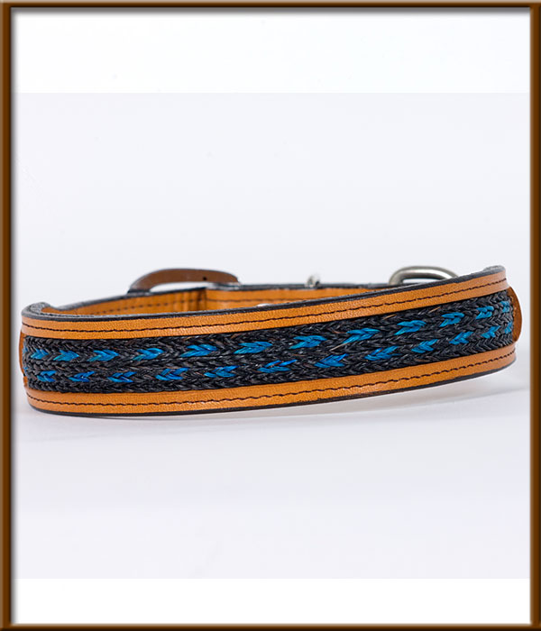 Tapered Collar with Black and Blue Colored Braided Horse Hair - silverandcrystalbuckles