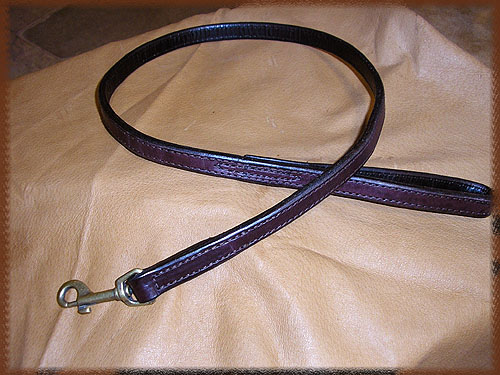 Double Stitched Leather Lead - EBLLTHR