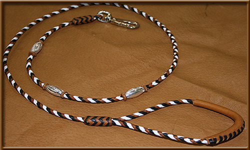 Tri Color Braided Kangaroo Lead with Snap - twotone
