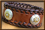 Leather Laced Edge Bracelet with Silver - laced
