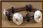 Silver Concho Bracelet with Red Stone - bracelets