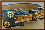 Hand Tooled Leather Collar with New Buckle Design - Handbeaded