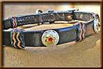English Bridle Leather Collar with Red Stone - EBLsilver