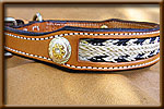 Natural Horse Hair Leather Collar with Silver - webb