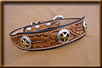 Hand Tooled Collar with New Star Concho Designs - Handbeaded