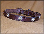 English Bridle collar single ply with silver floral inlay,jewelers bronze & cyrstals conchos - EBLsilver
