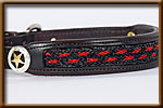 Tapered Collar with Black and Red Braided Horse Hair Inlay with Star Conchos - silverandcrystalbuckles