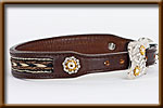 Braided Horse Hair Inlaid Collar with Crystal Buckle and Conchos - silverandcrystalbuckles
