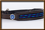Tapered Collar with Black and Blue Braided Horse Hair Inlay with Star Conchos - silverandcrystalbuckles