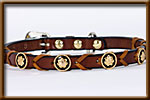 Laced Collar with Silver and Gold Buckle and Conchos - silverandcrystalbuckles