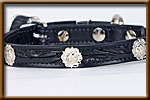 Tooled Floral Collar with Sliver Buckle and Flower Conchos - silverandcrystalbuckles